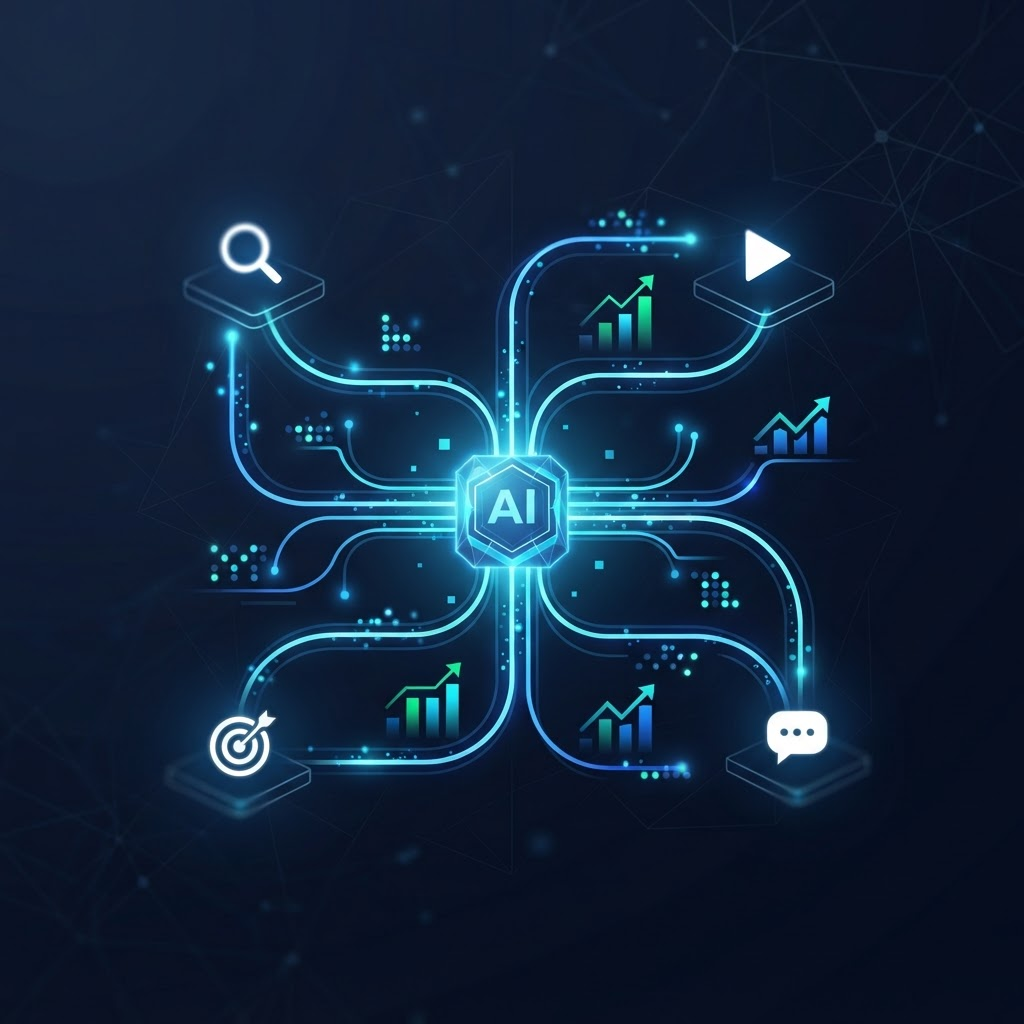 Automated digital marketing campaign workflow branching across ad platforms